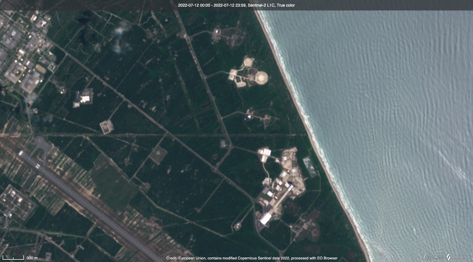 satellite image showing Cape Canaveral space force station