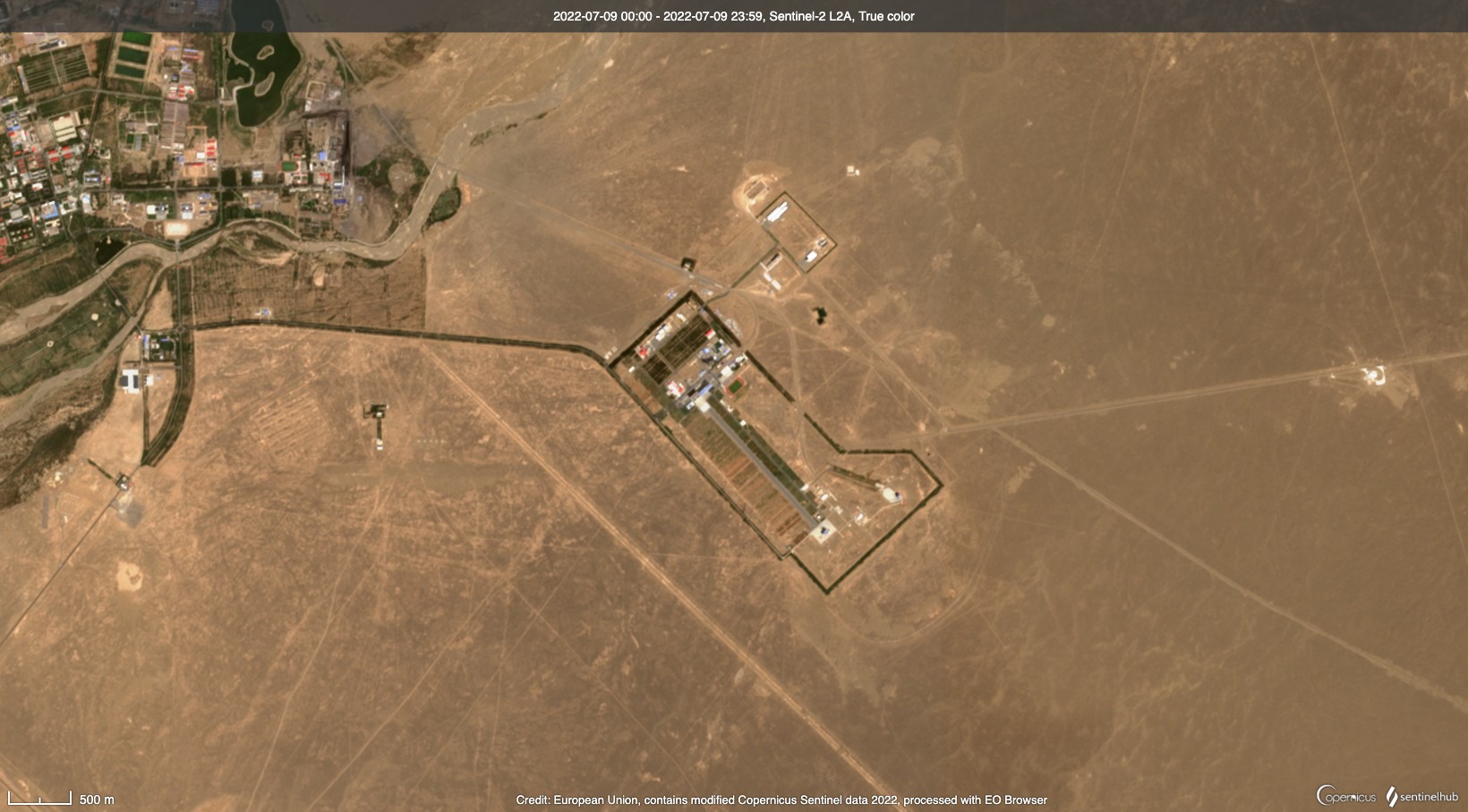 satellite image showing JIUQUAN SATELLITE LAUNCH CENTER, China