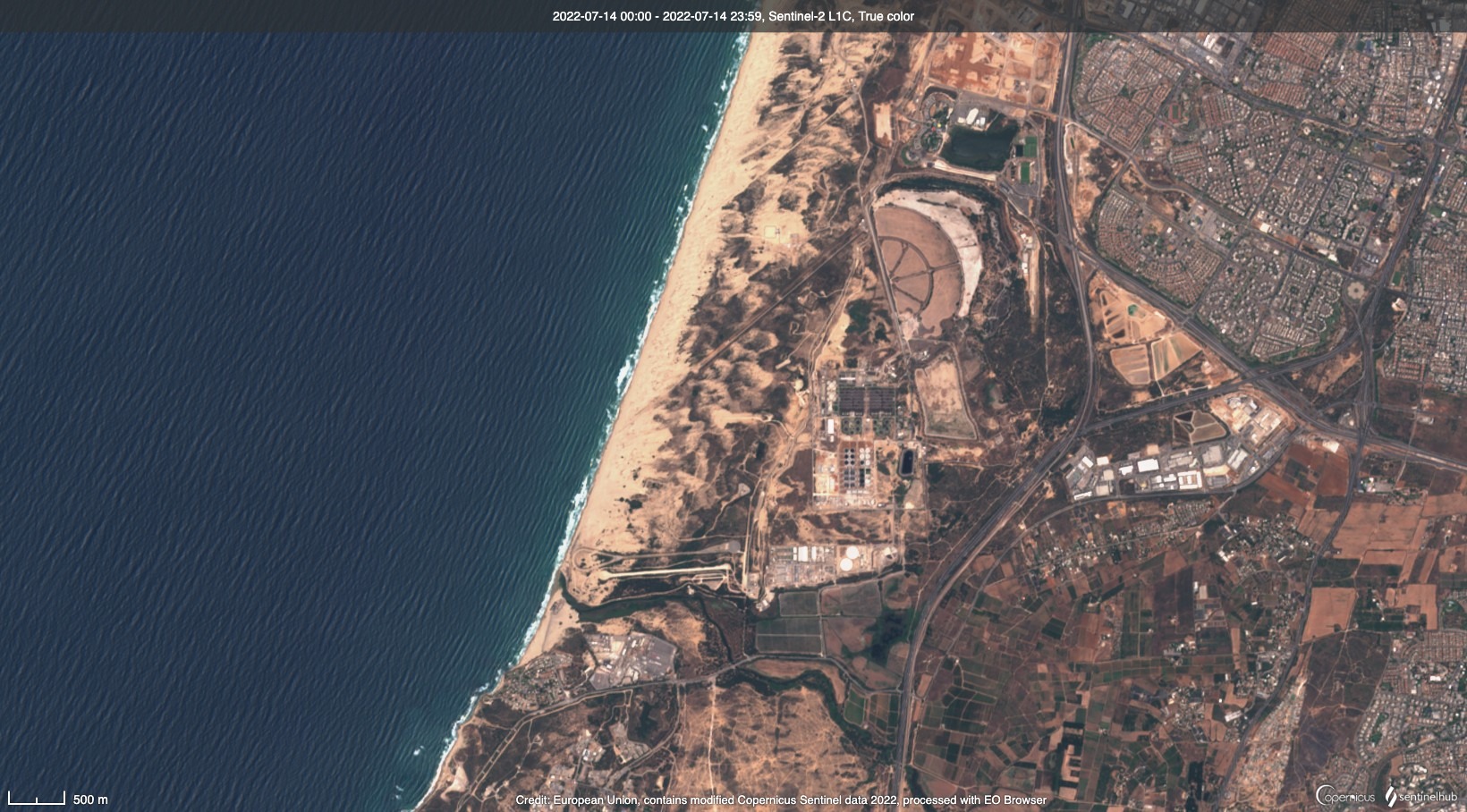 satellite image showing PALMACHIM AIRBASE, ISRAEL