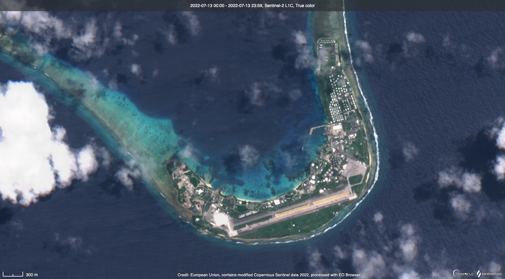 satellite image showing REAGAN TEST SITE in Kwajalein Atoll, Republic of the Marshall Islands