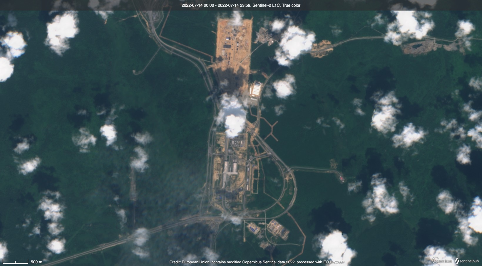 satellite image showing VOSTOCHNY COSMODROMEE, Russia